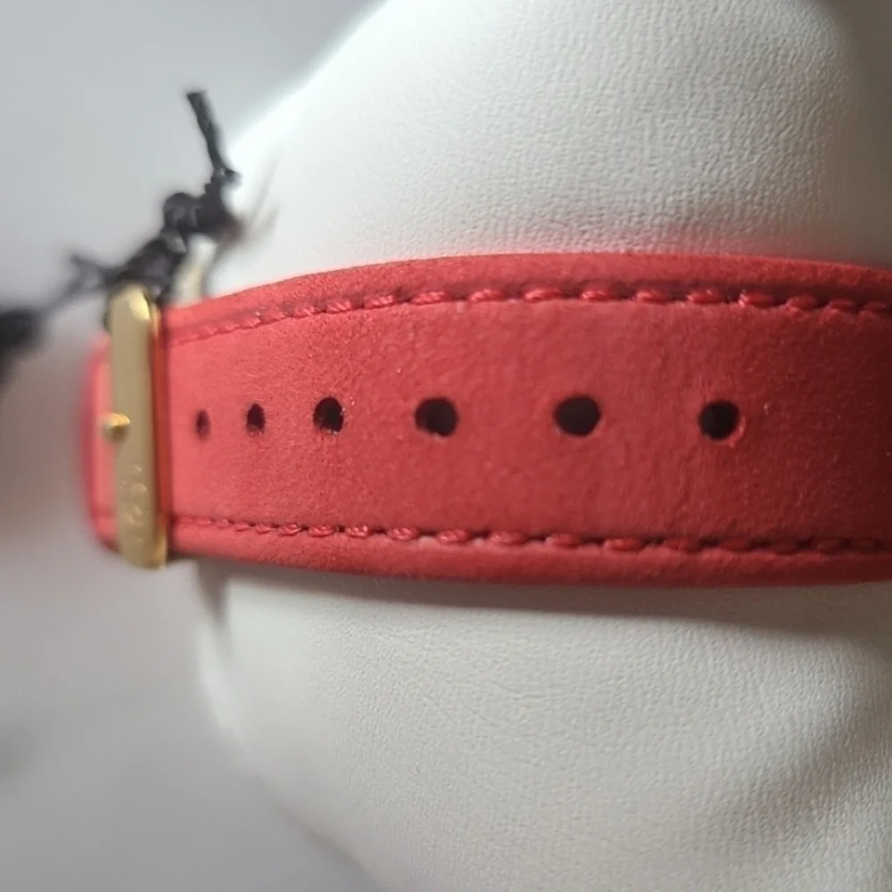 GV2 Gevril Bari Tortoise Diamond Watch, Red Suede Strap, NWT